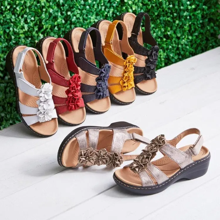 Summer Sandals Women 2022 New Flower Wedge Platform Orthopedics Shoes Retro Rome Casual Comfortable Peep Toe Sandalias De Mujer - Image 2